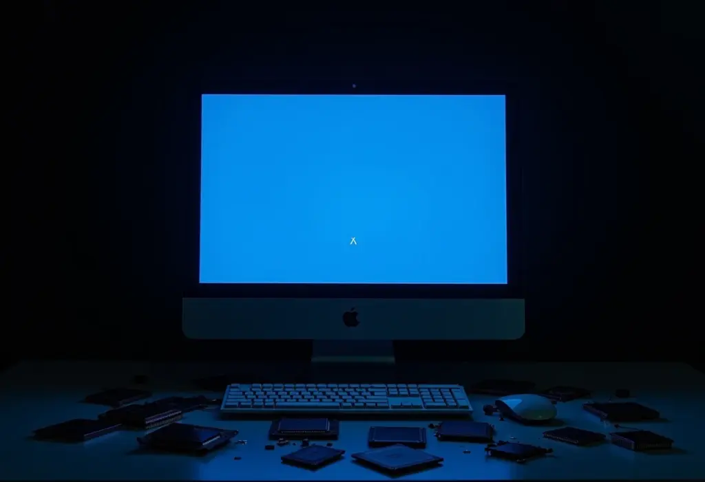 Tela Azul da Morte: O guia completo para resolver no Windows Tela de computador quebrada exibindo a tela azul da morte.