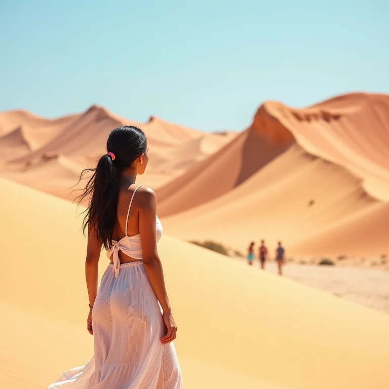 Turista admirando as cores do Morro Branco no Ceará