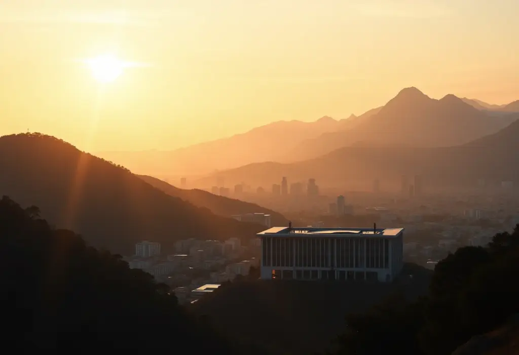 Vista panorâmica de Petrópolis ao pôr do sol