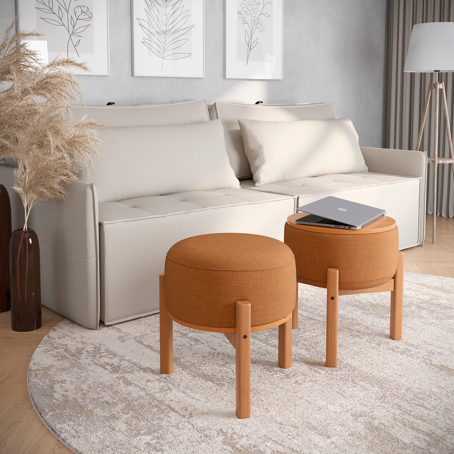 5 maneiras criativas de usar puffs na decoração da sala