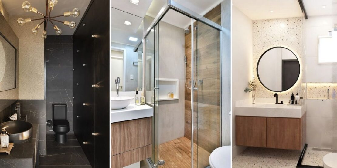Combinando Cores e Metais com Porcelanato Amadeirado no Banheiro