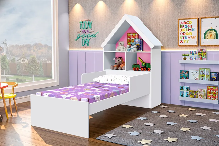 Cama montessoriana com escorregador: Diversão e autonomia no quarto