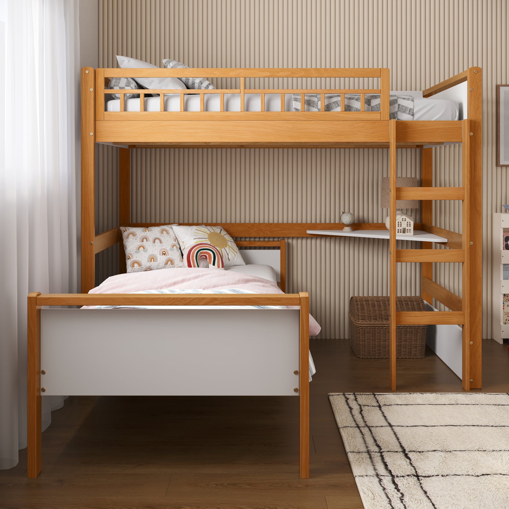cama suspensa com escrivaninha embaixo