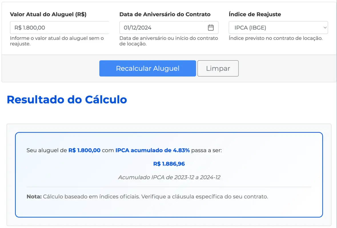 como funciona o reajuste de aluguel