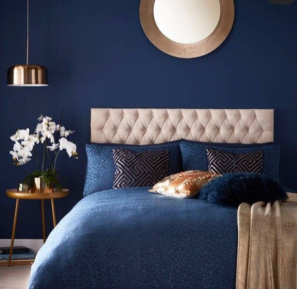 decoração de quarto de casal azul