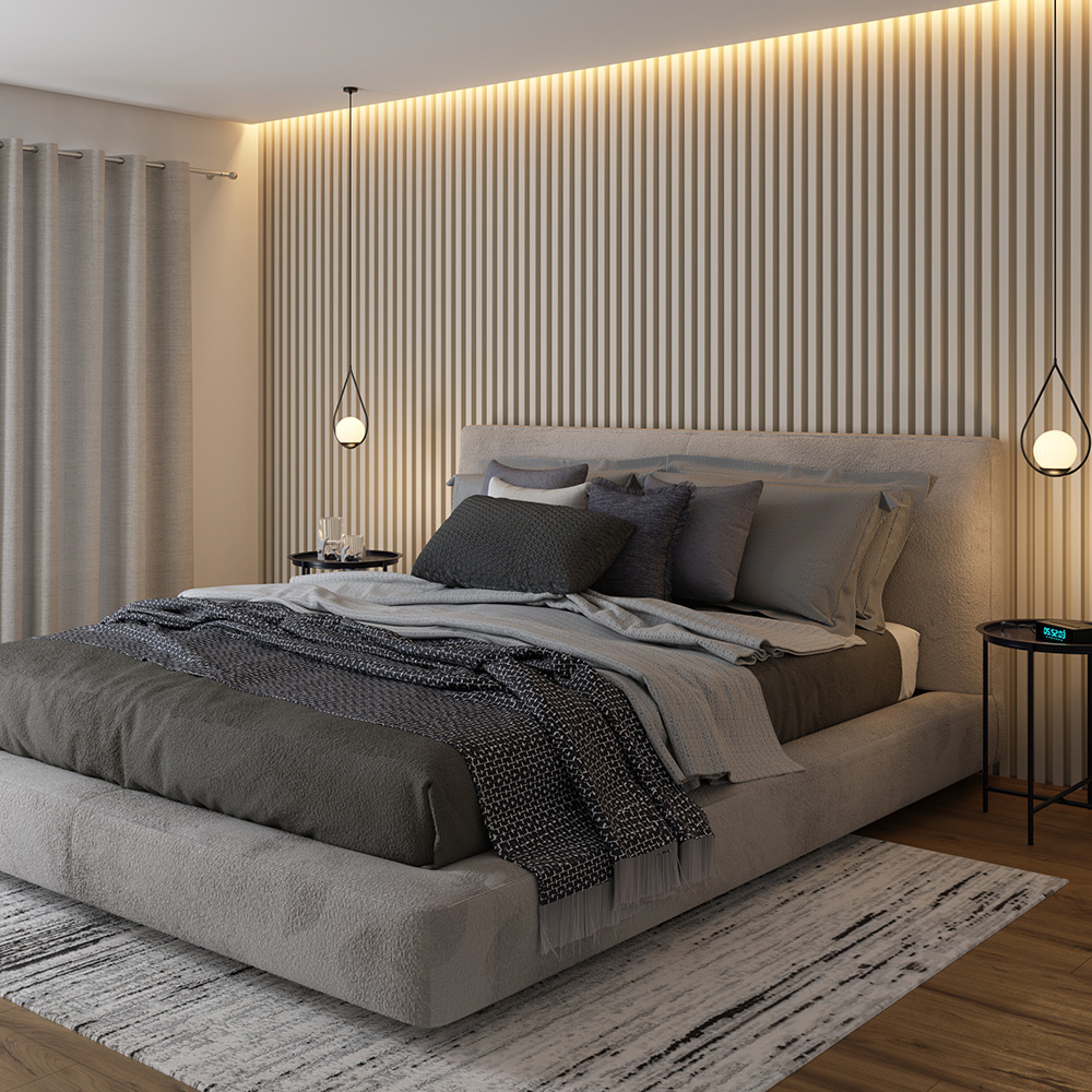 decoração de quarto de casal cinza