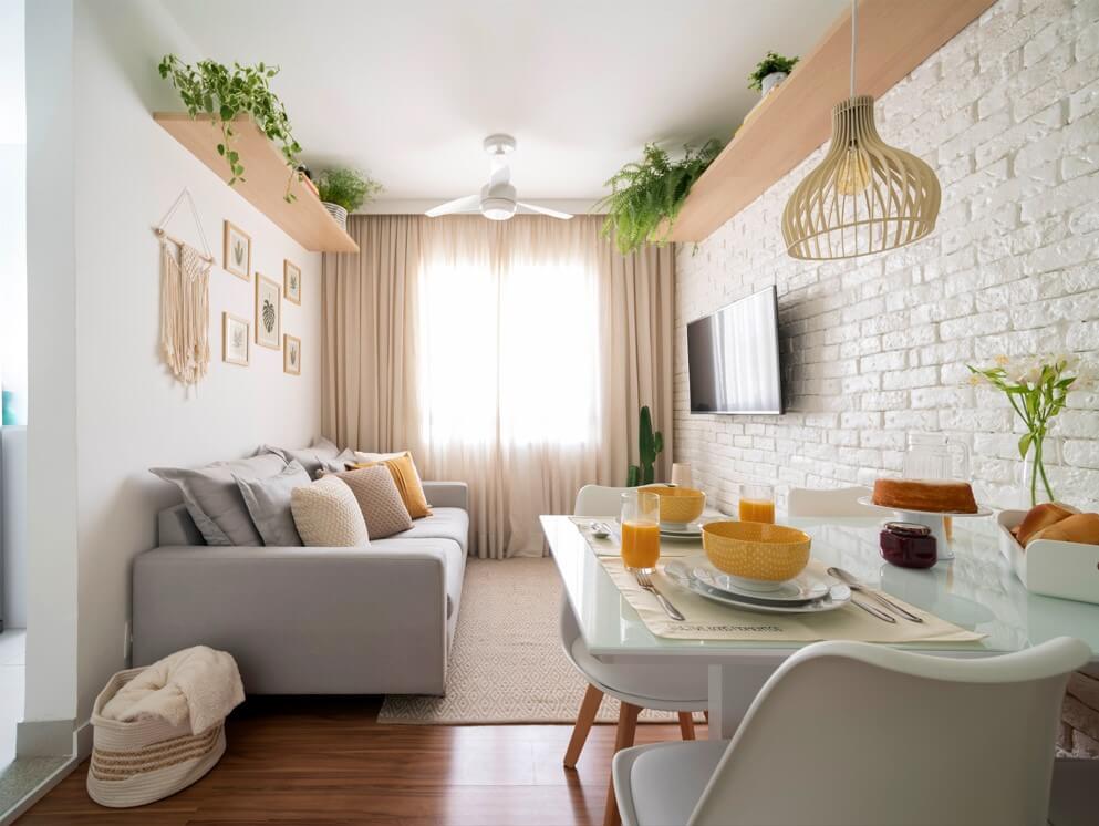 decoração de sala pequena e barata