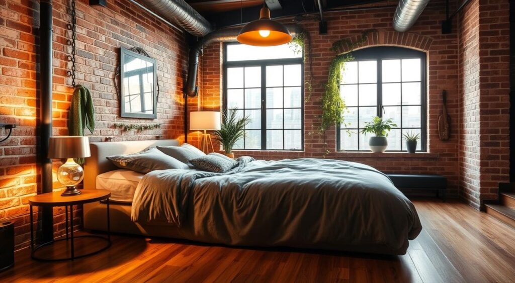 decoração industrial quarto masculina