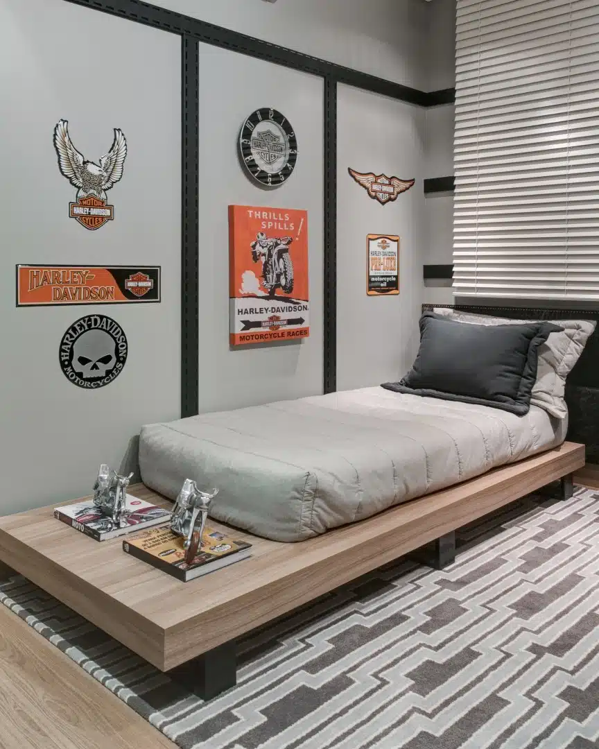 decoração industrial quarto masculina