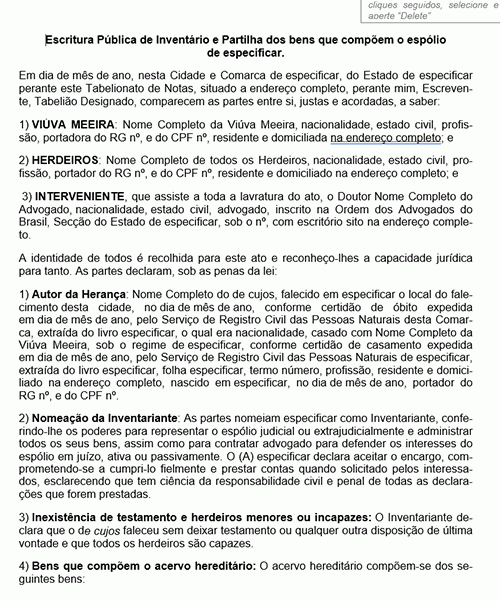 Escritura Pública de Inventário