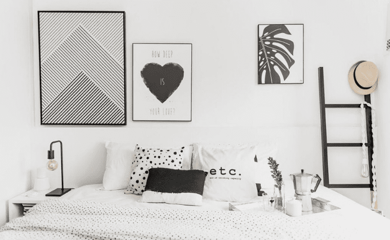 fotografias em preto e branco quarto