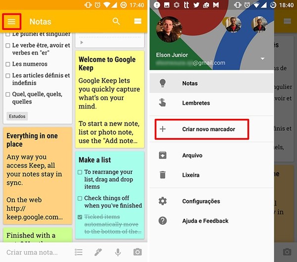 Como otimizar a organização com marcadores no Google Keep