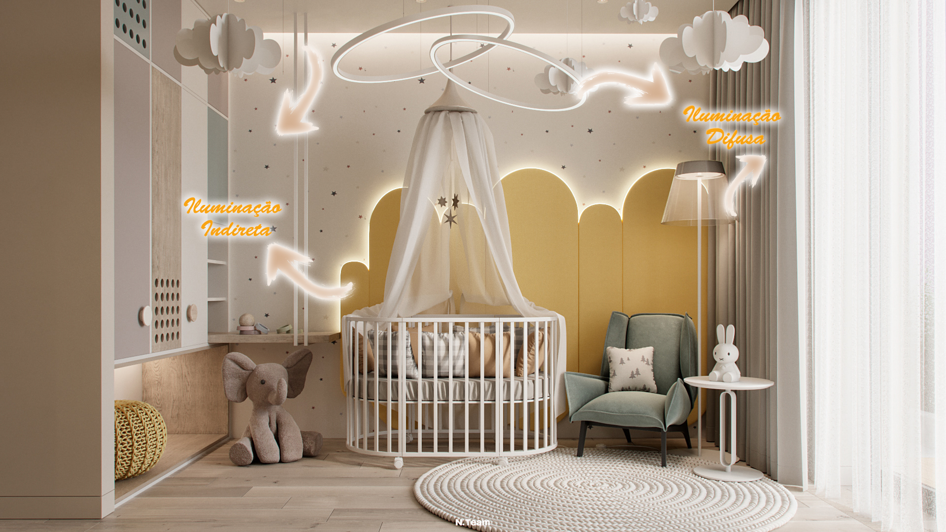iluminação para quarto de bebê