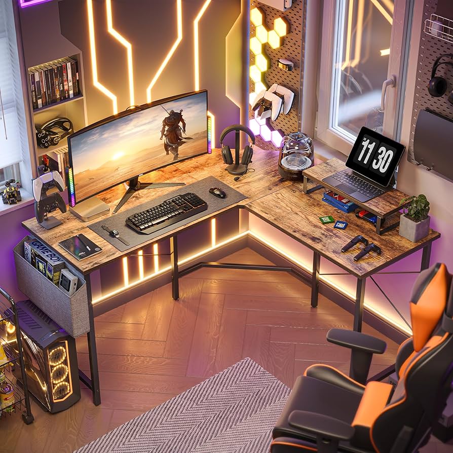 mesa gamer em L para quarto