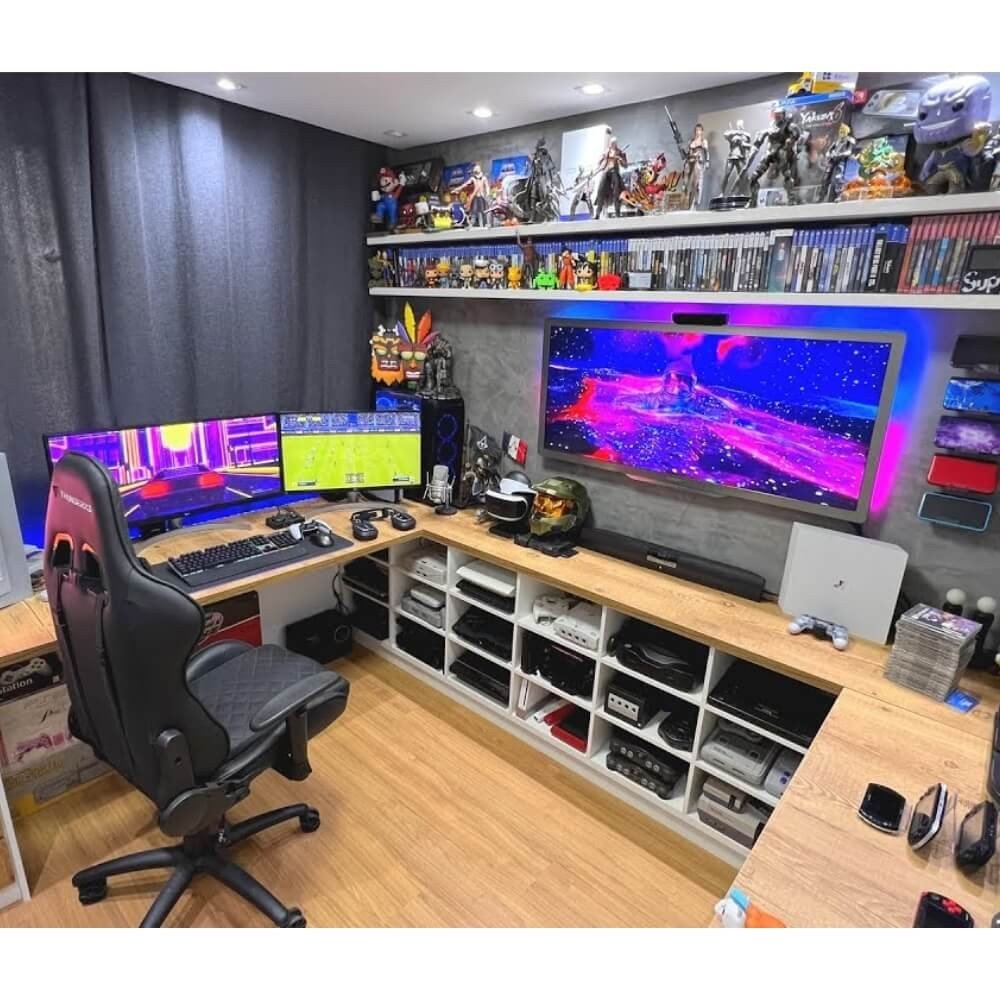 mesa gamer em L para quarto