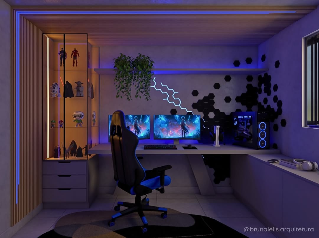 mesa gamer em L para quarto