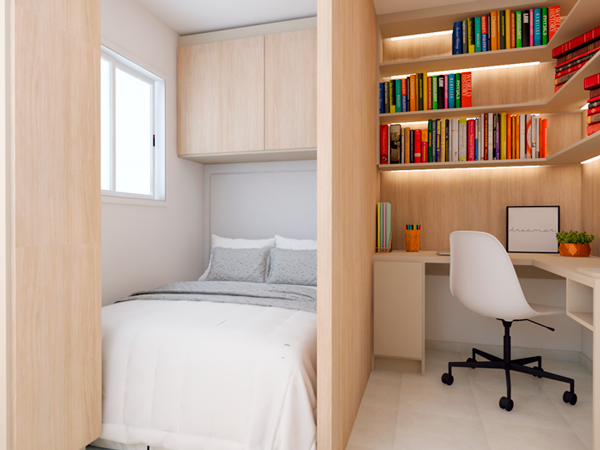 Decoração para Quartos Pequenos: O Poder das Cores Claras e Espelhos na Ampliação Visual