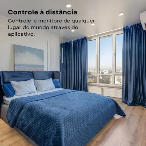 quarto com automação de cortinas