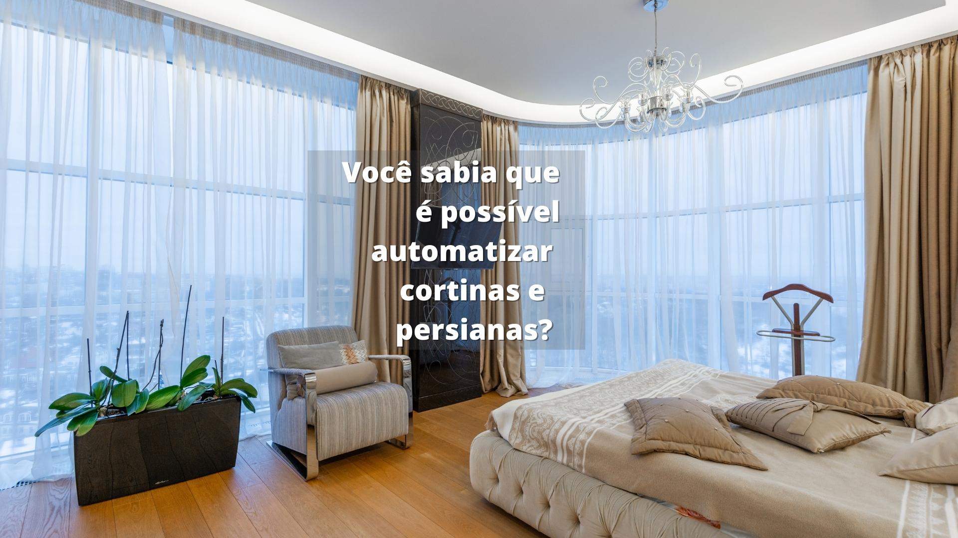 quarto com automação de cortinas