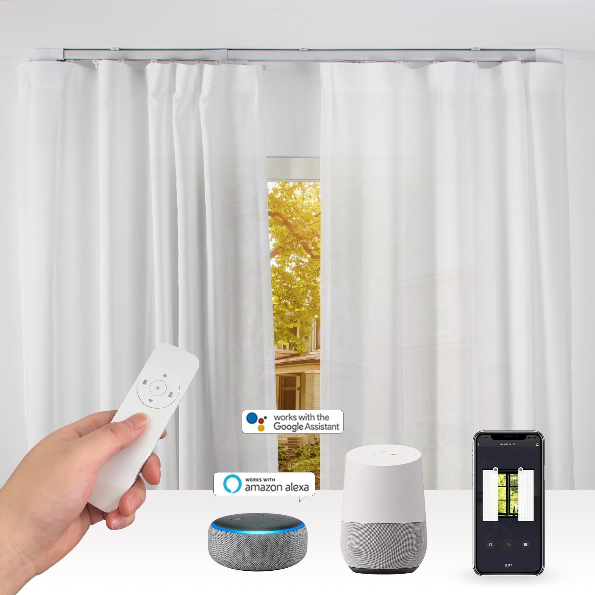 quarto com automação de cortinas