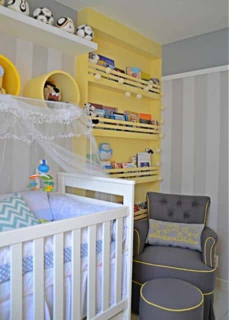 Melhores Temas para Quarto de Bebê Cinza e Amarelo