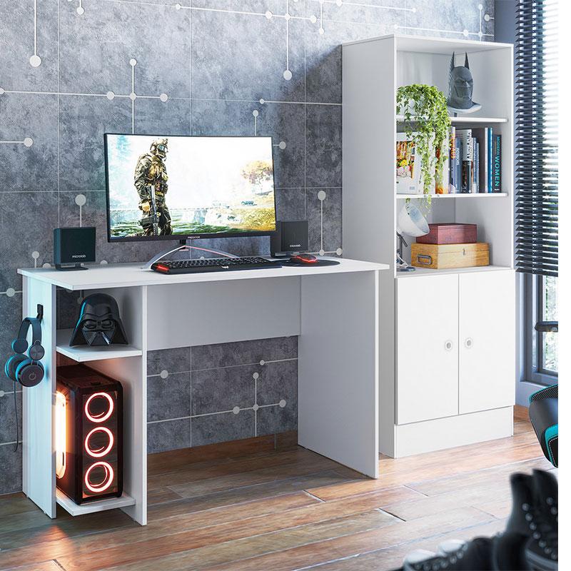 quarto gamer branco e rosa