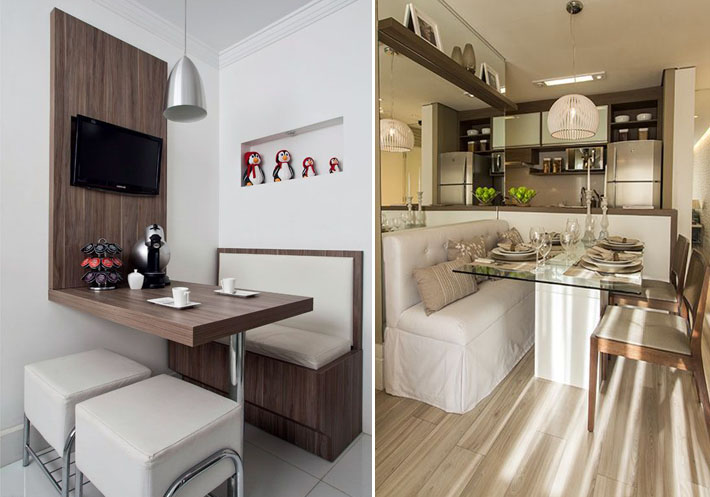 sala de jantar com banco