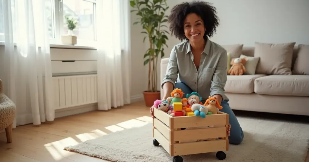 Como fazer organizador de brinquedos com rodinhas que as crianças AMAM guardar