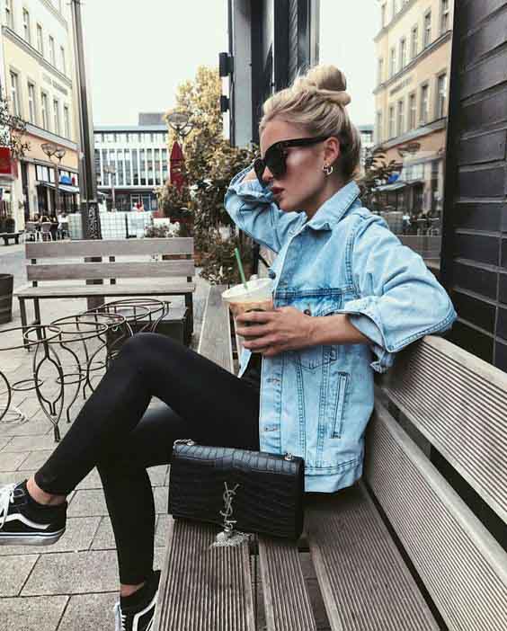 jaqueta jeans oversized com calça jeans