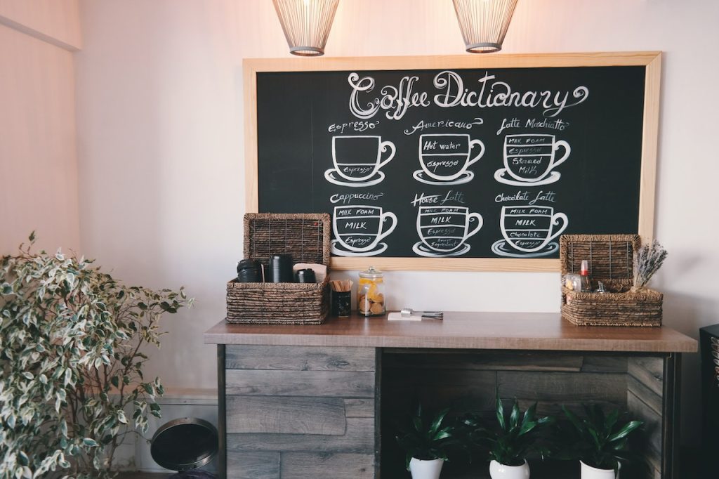 decoração de cafeteria
