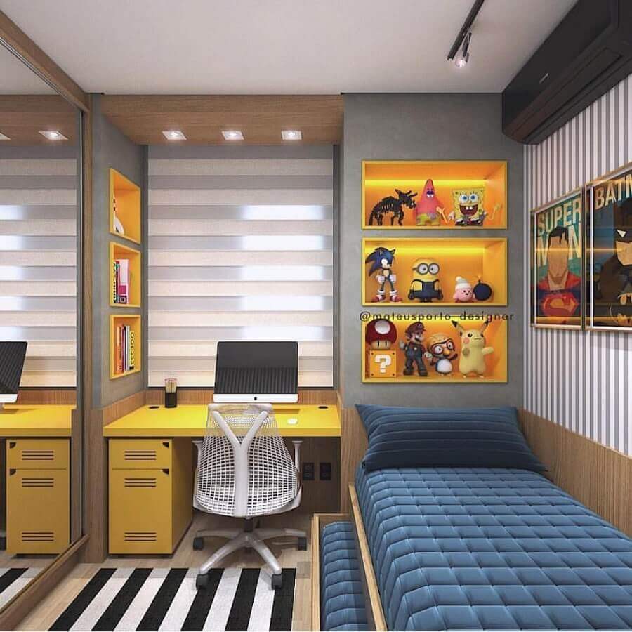 quarto adolescente masculino moderno vs industrial