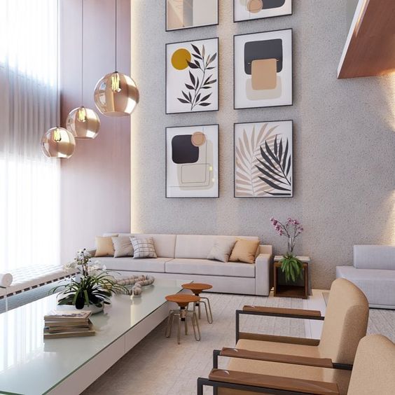 decoração de sala com pé direito duplo