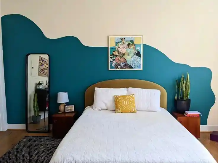 meia parede pintada quarto