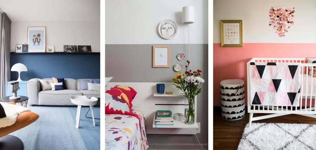 meia parede pintada vs parede inteira quarto