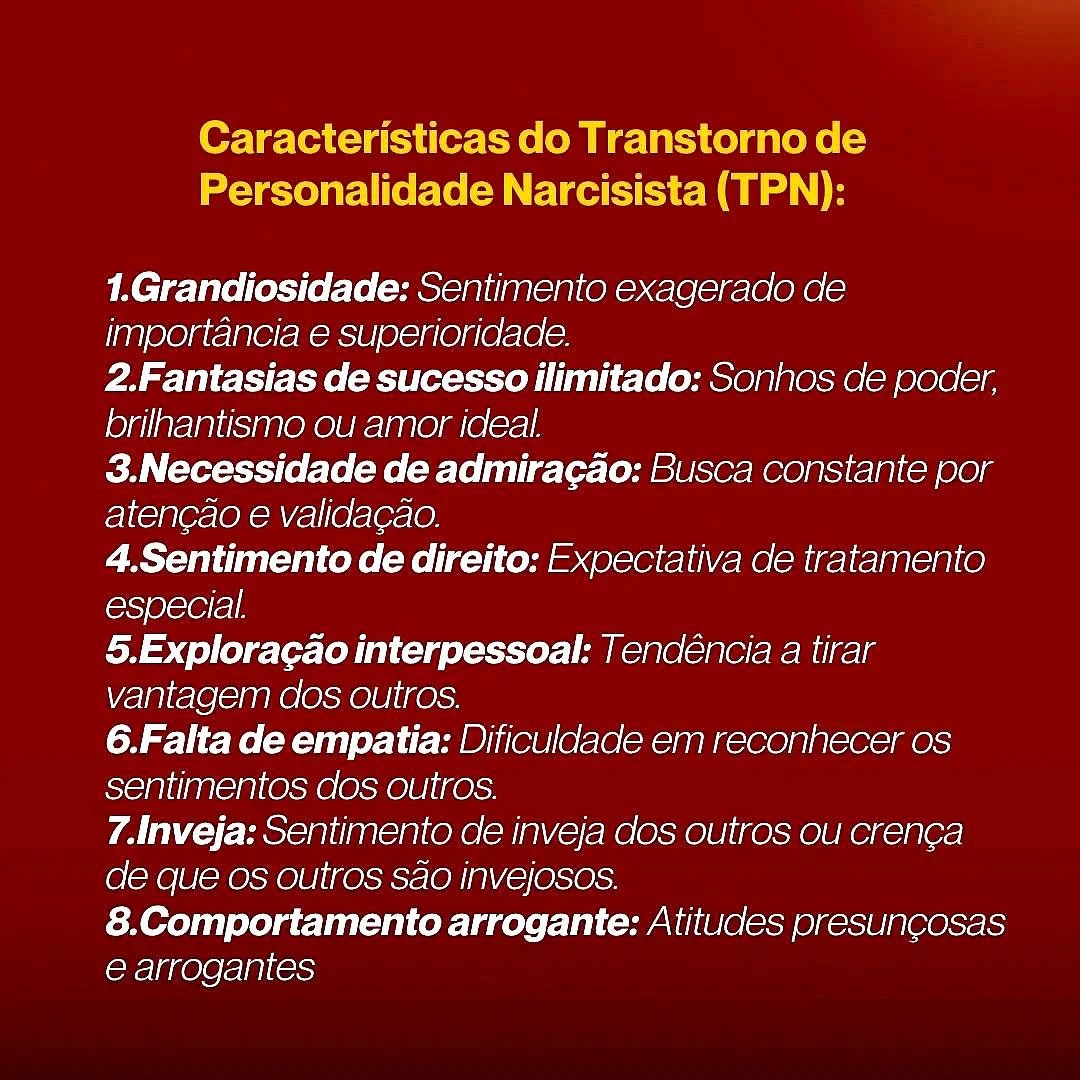 sintomas de narcisismo