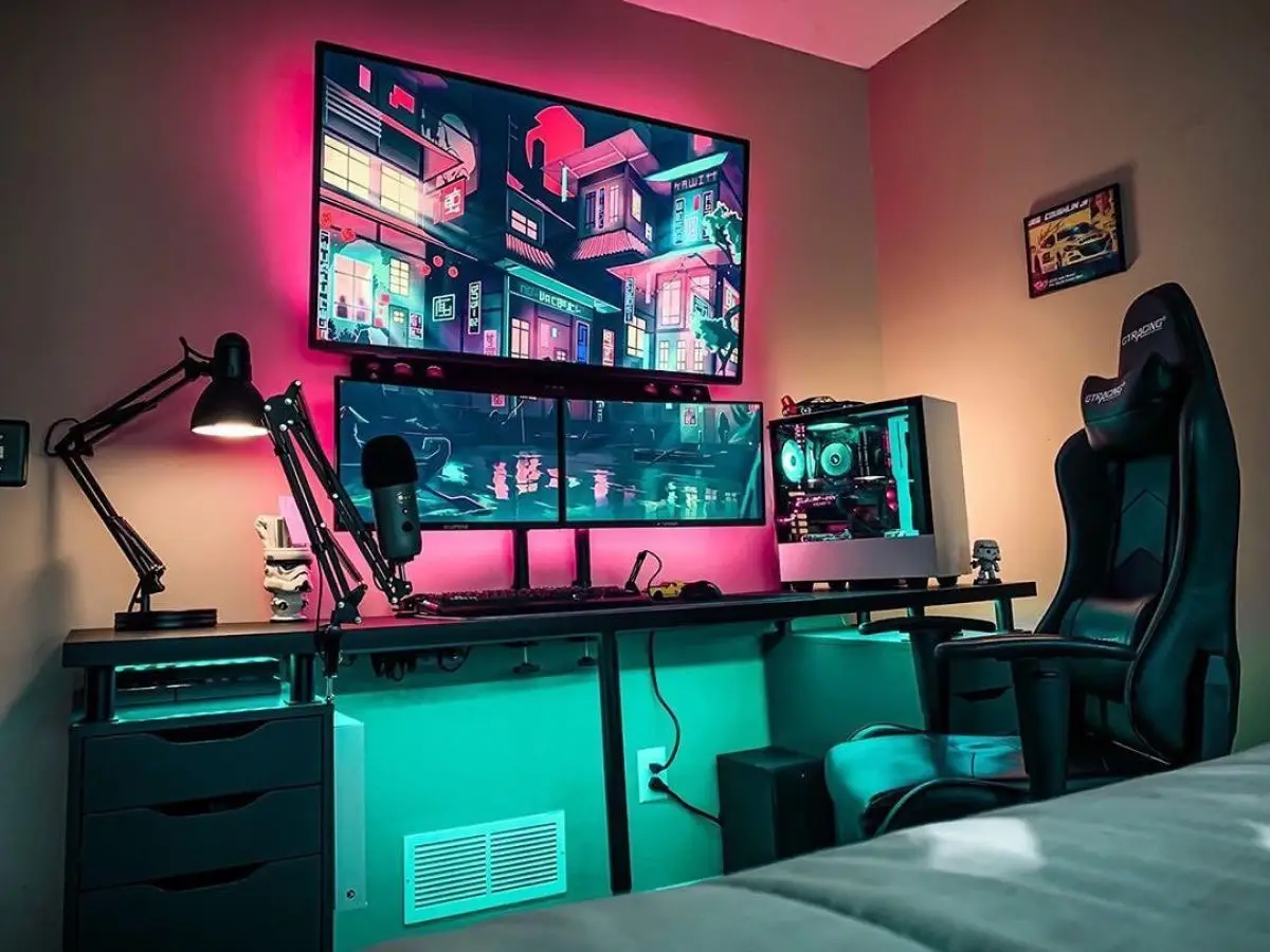 quarto gamer preto e vermelho