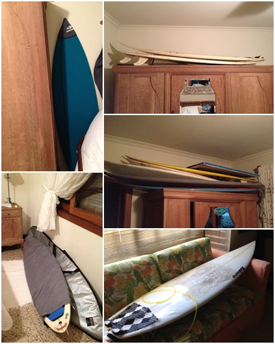 ideias de suporte de prancha de surf para quarto